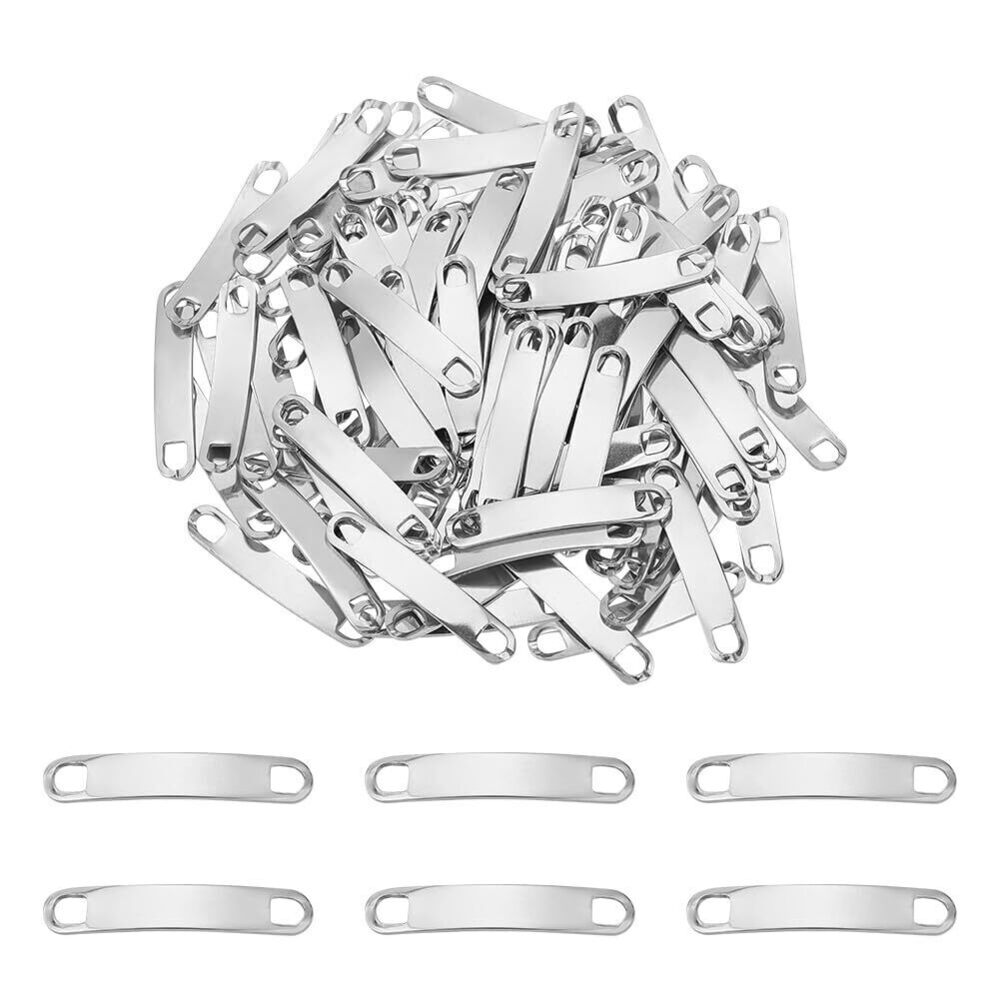 4164 100Pcs Laser Engraving Blank Tag 34mm Stainless Steel Link Connector